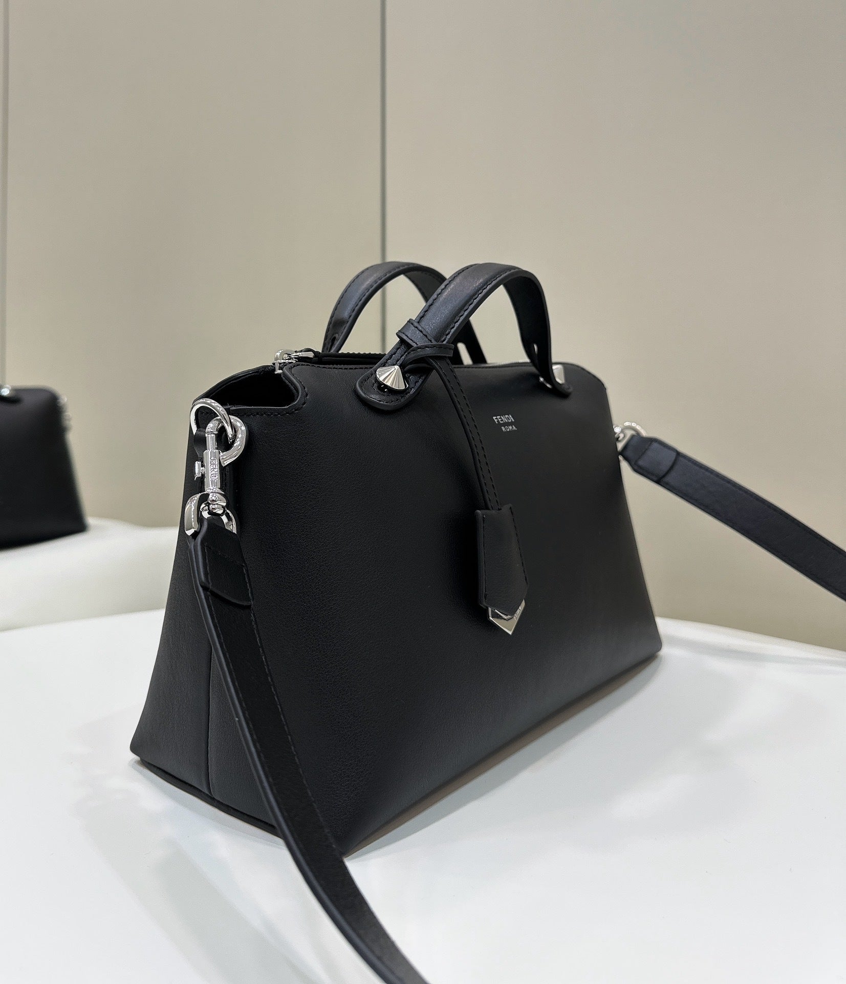 FENDI Boston Leather Handbag with Dégradé Detail