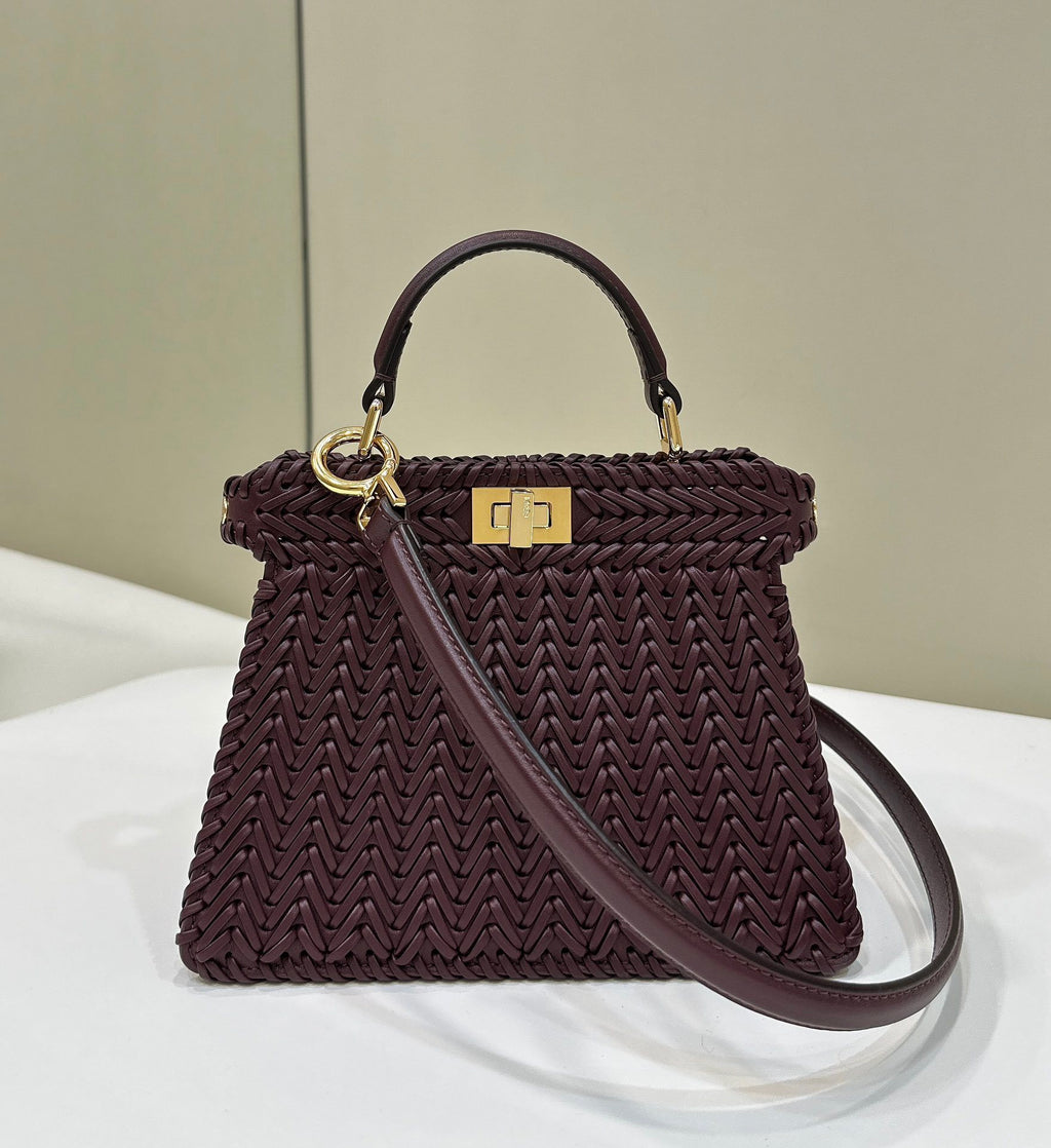 FENDI Woven Leather Handbag