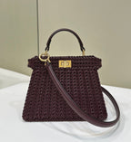 FENDI Woven Leather Handbag