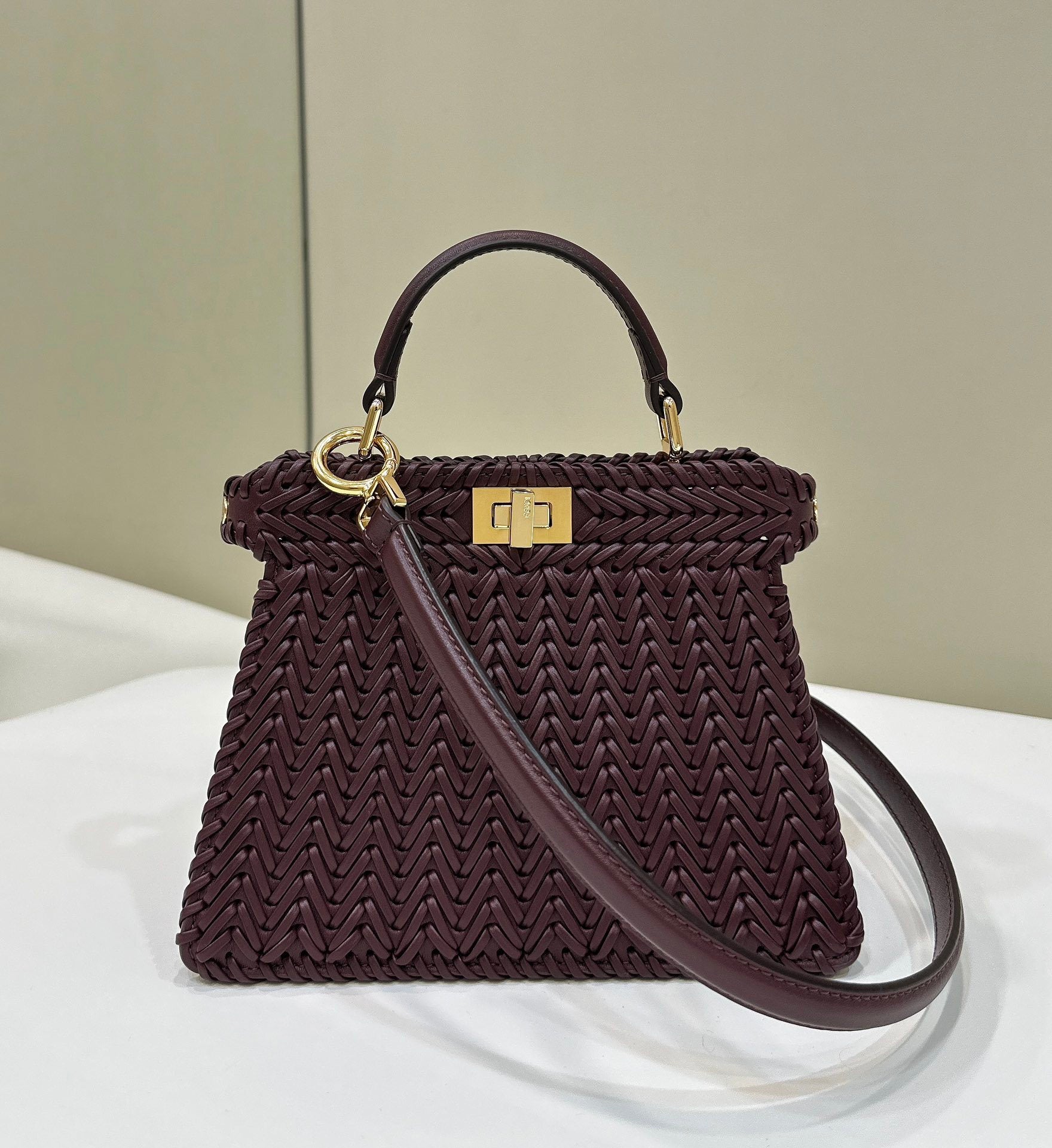 FENDI Woven Leather Handbag