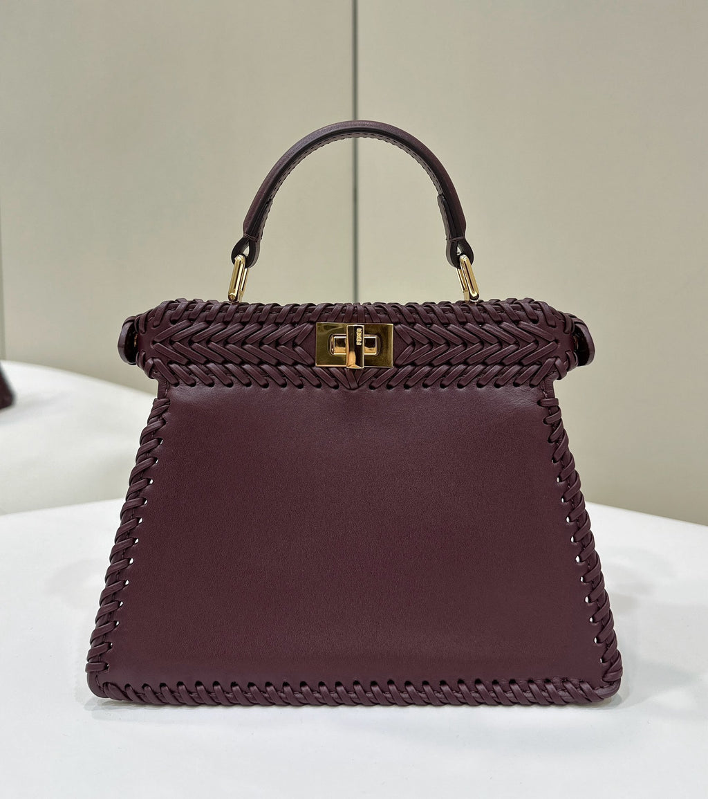 FENDI Woven Leather Handbag