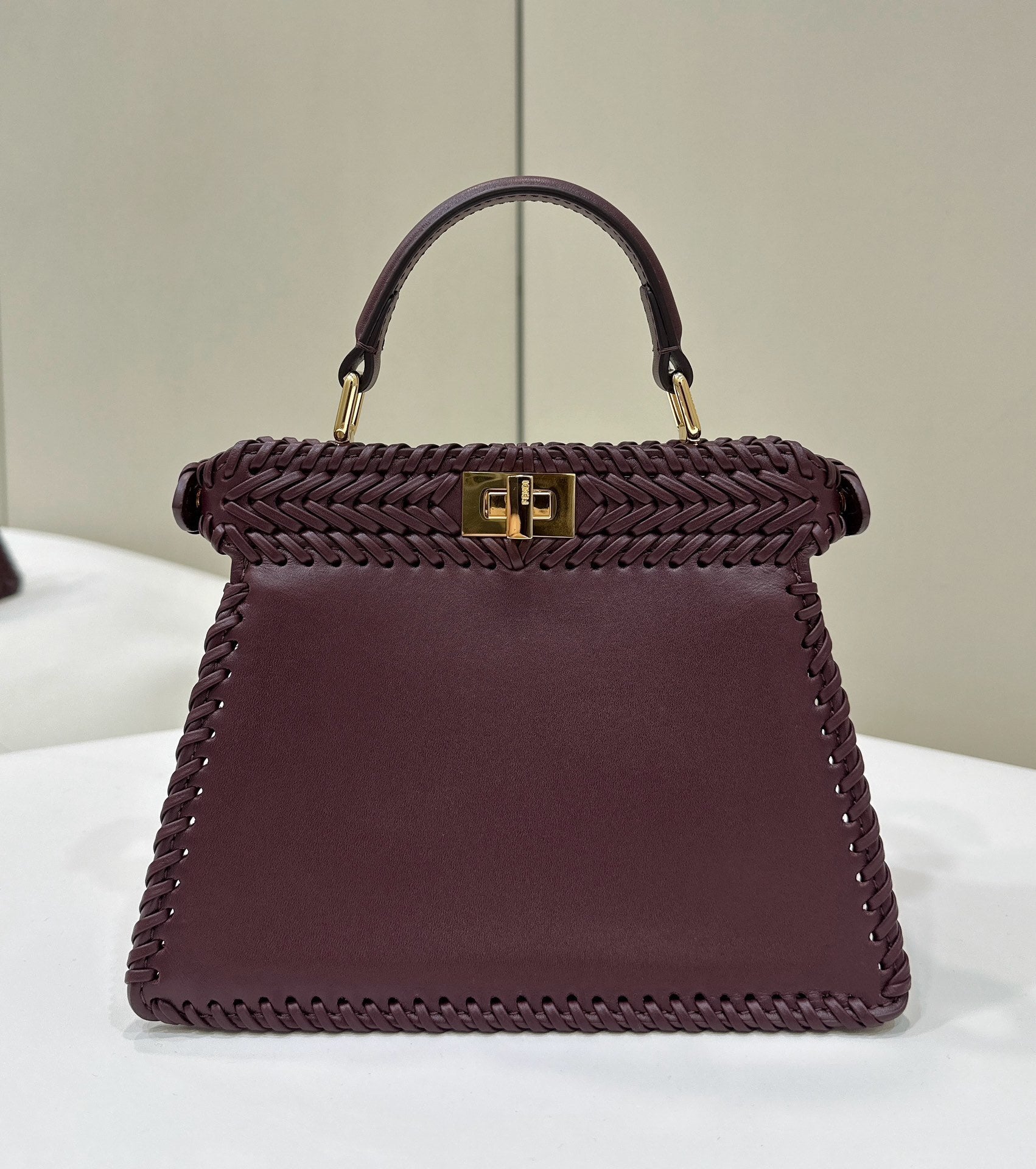 FENDI Woven Leather Handbag