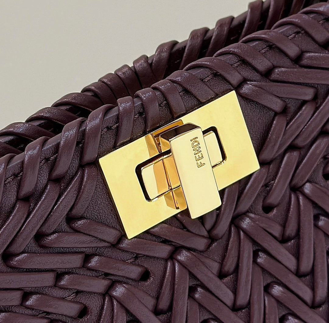 FENDI Woven Leather Handbag