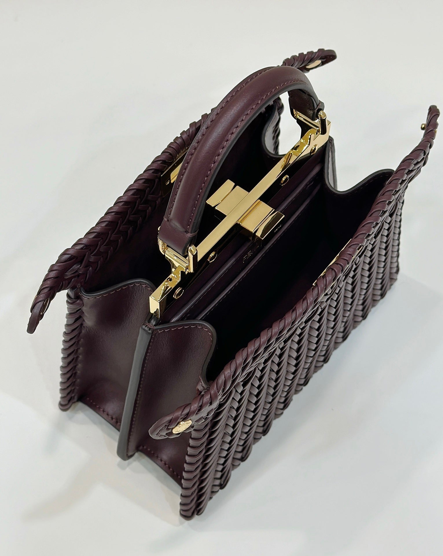 FENDI Woven Leather Handbag