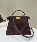 FENDI Woven Leather Handbag Large