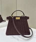 FENDI Woven Leather Handbag Large