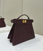 FENDI Woven Leather Handbag Large
