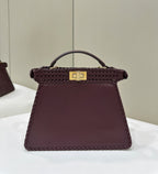 FENDI Woven Leather Handbag Large