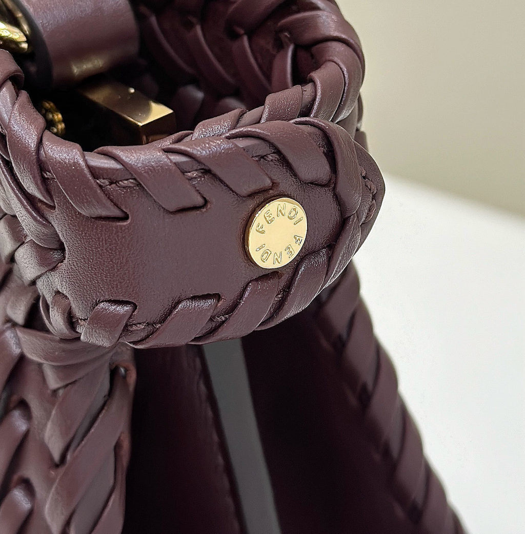 FENDI Woven Leather Handbag Large