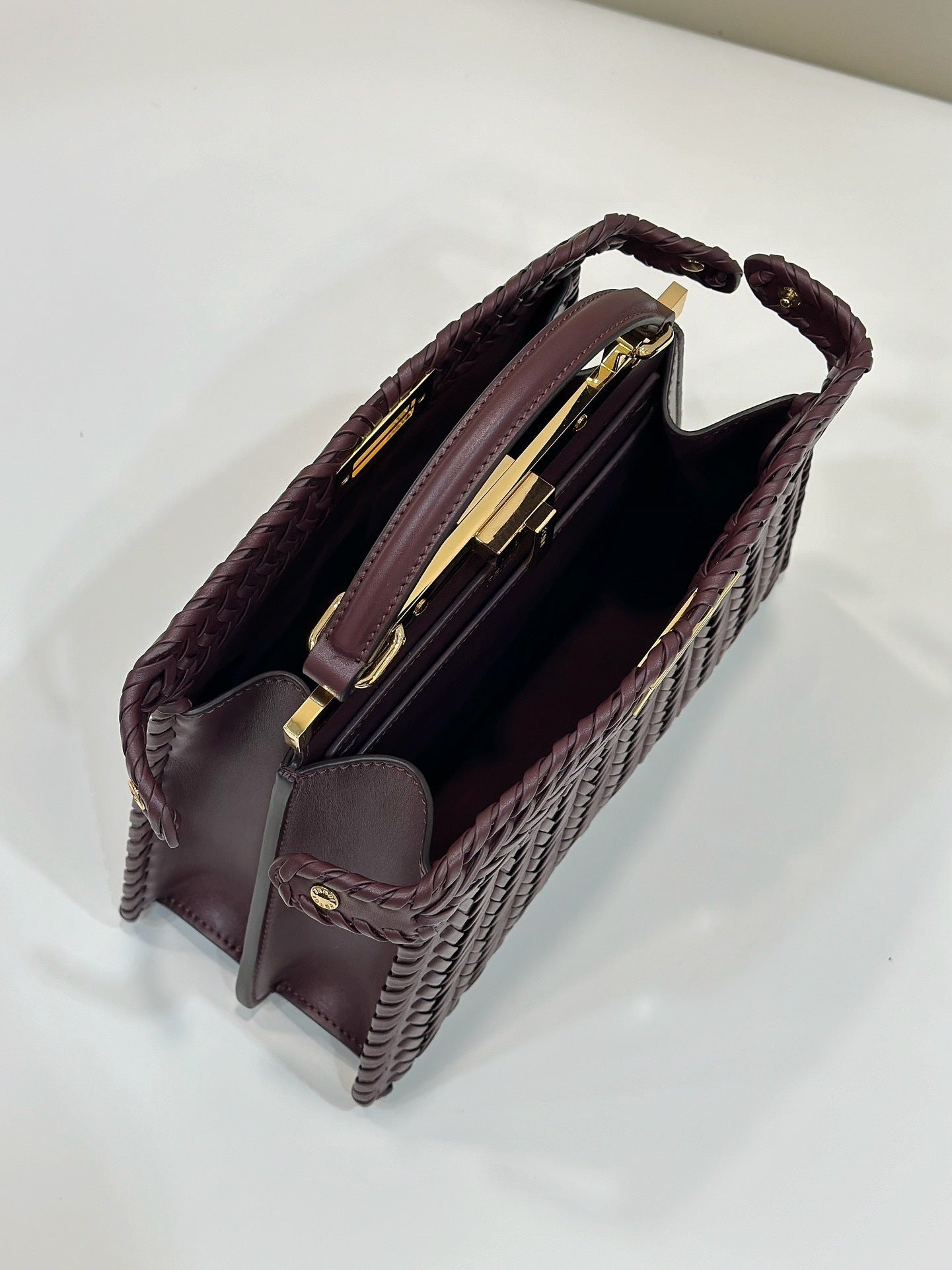 FENDI Woven Leather Handbag Large