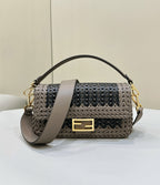 FENDI Baguette Woven Leather Handbag