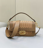 FENDI Baguette Woven Leather Handbag
