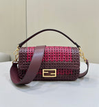 FENDI Baguette Woven Leather Handbag