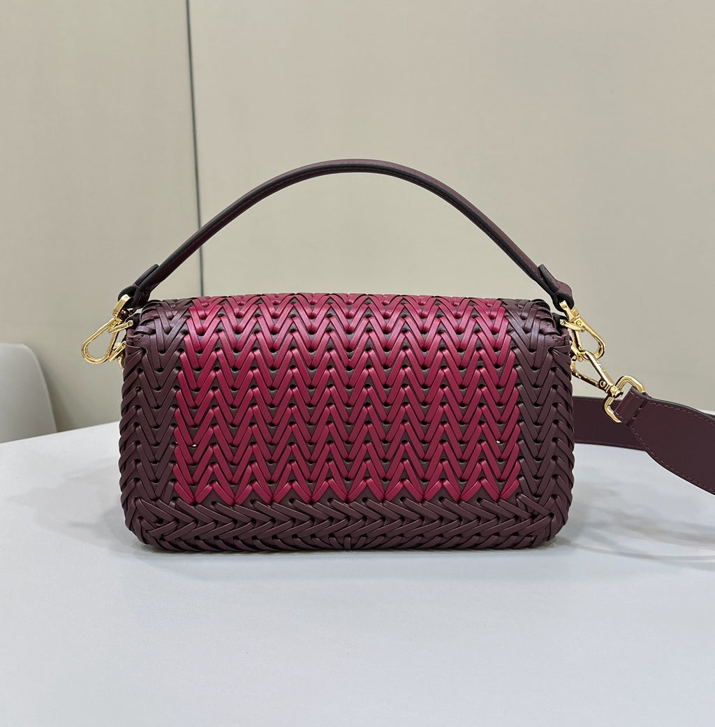 FENDI Baguette Woven Leather Handbag