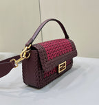 FENDI Baguette Woven Leather Handbag