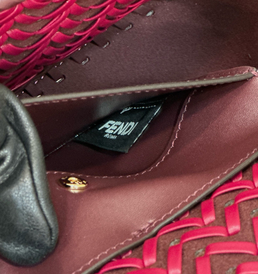 FENDI Baguette Woven Leather Handbag