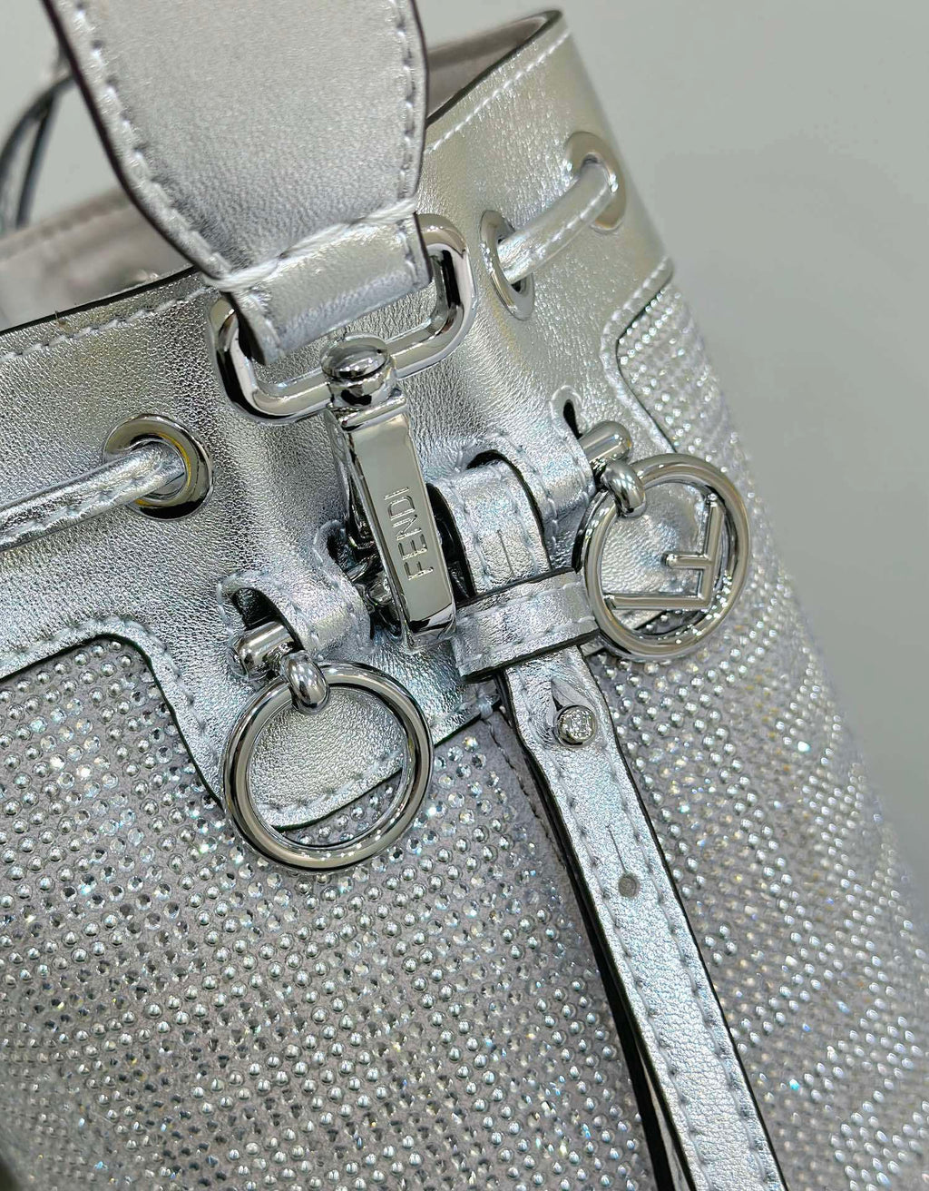 FENDI Mon Tresor Crystal-Embellished Bucket Bag