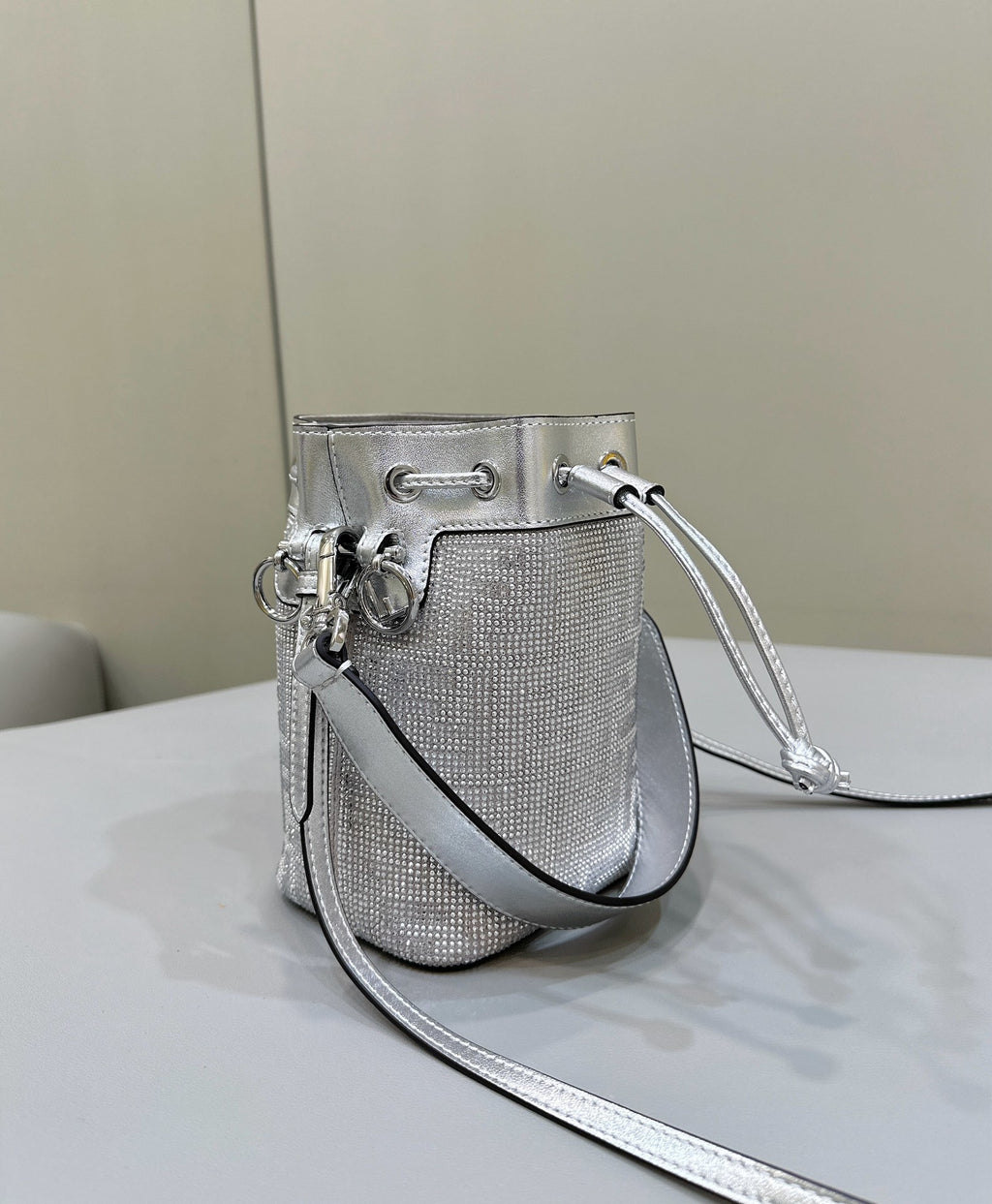 FENDI Mon Tresor Crystal-Embellished Bucket Bag