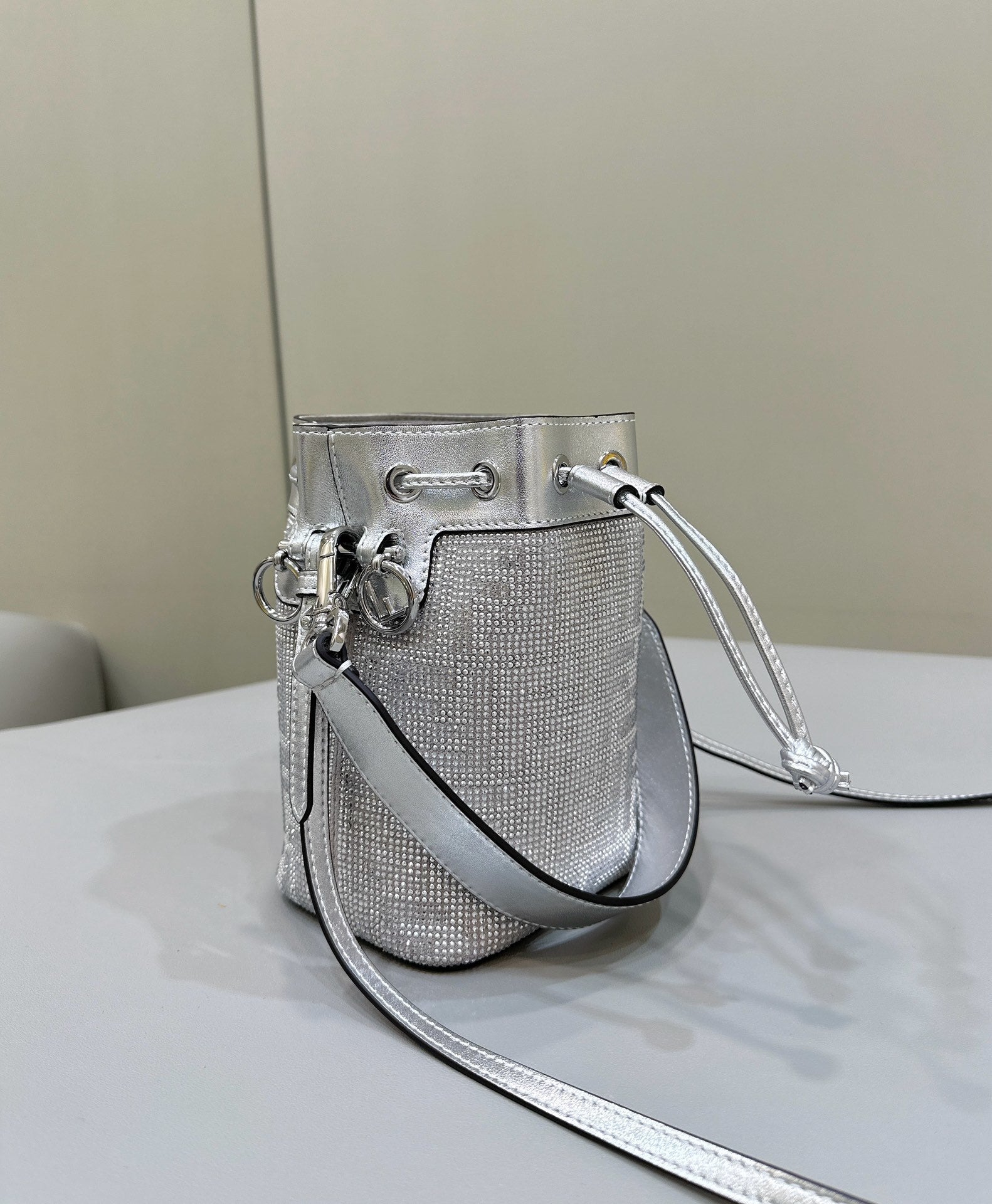 FENDI Mon Tresor Crystal-Embellished Bucket Bag