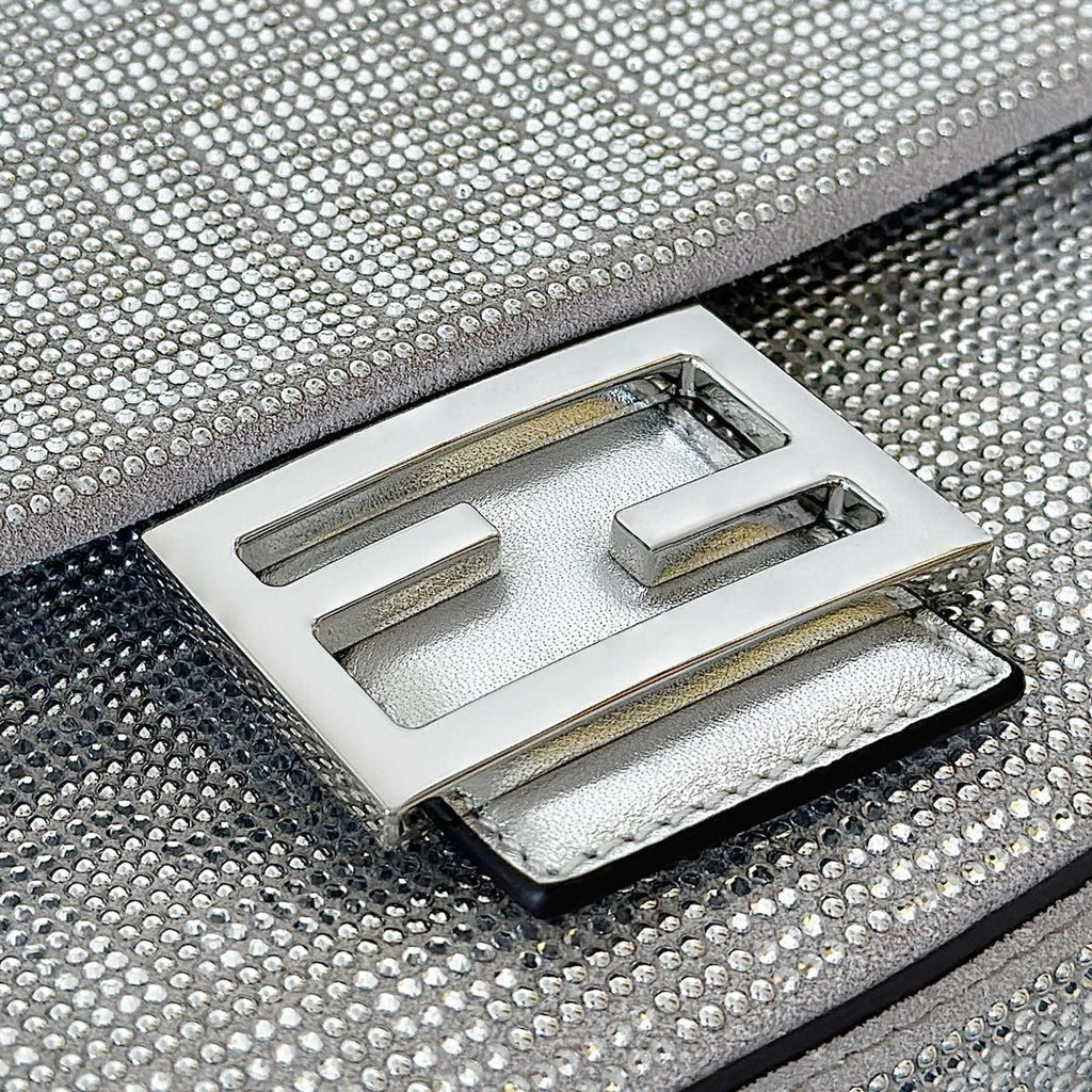 FENDI Baguette Medium Crystal-Embellished Handbag