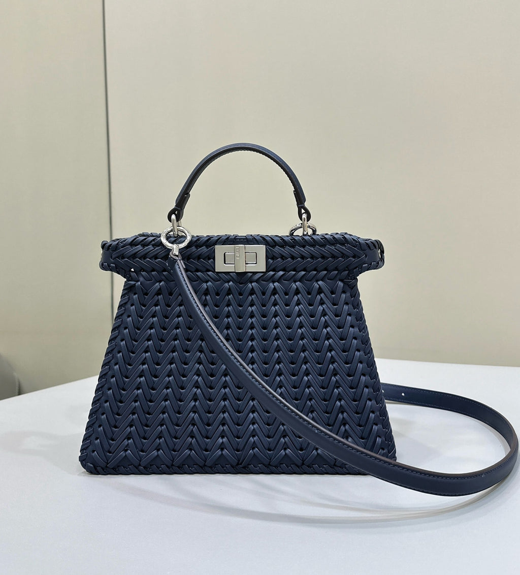 FENDI Peekaboo ISeeU Woven Leather Handbag