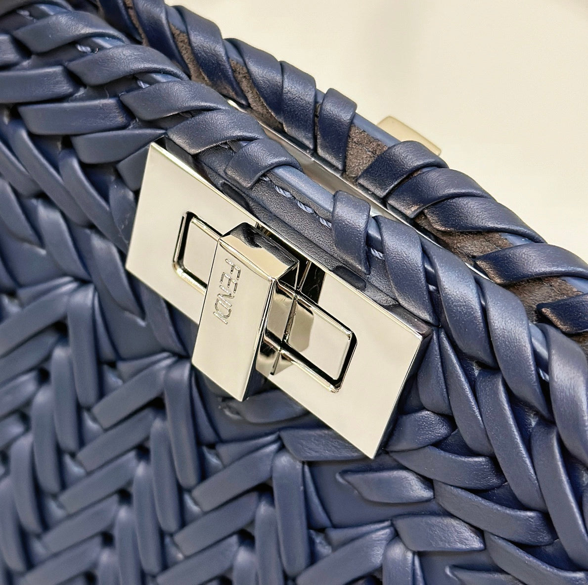 FENDI Peekaboo ISeeU Woven Leather Handbag