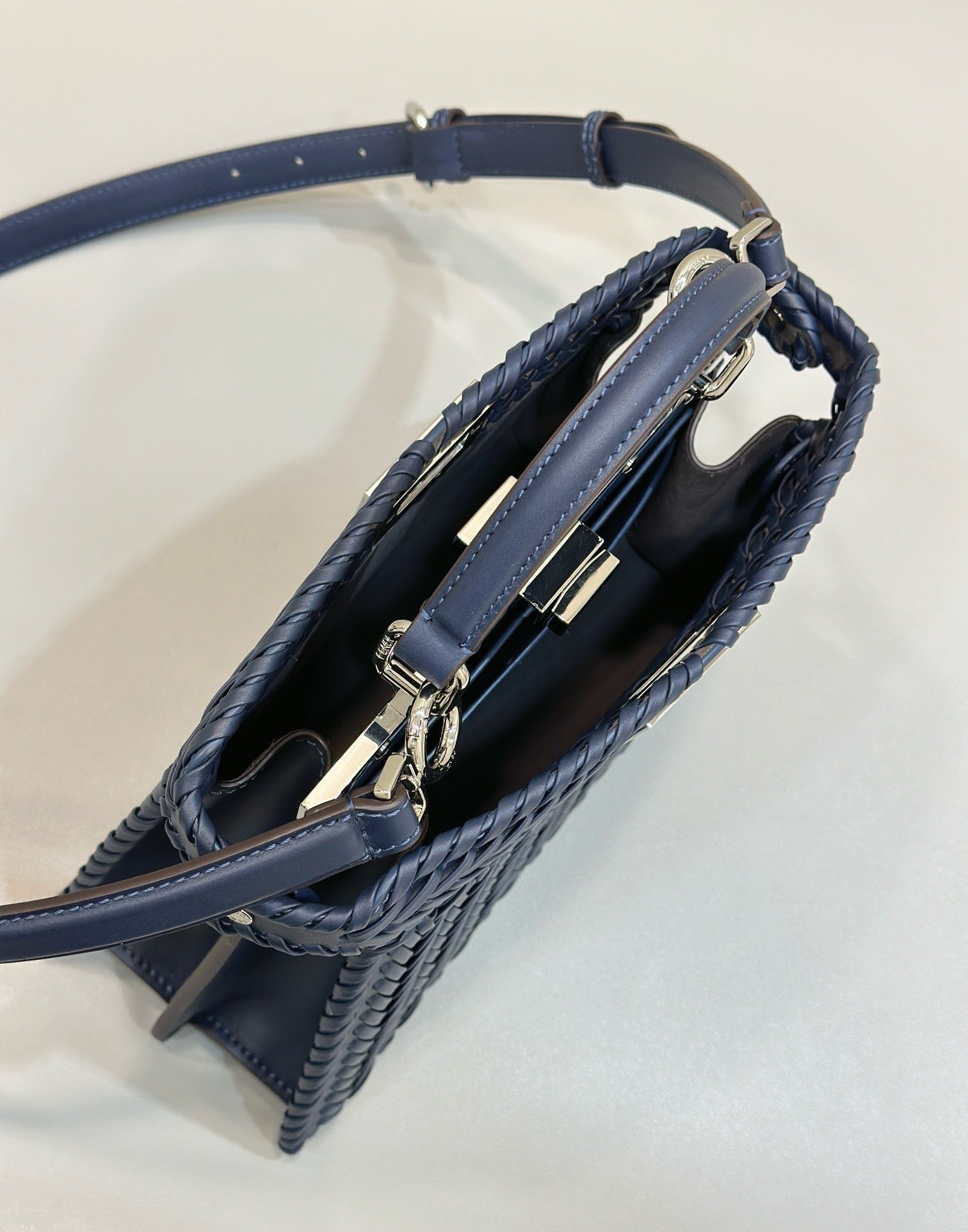 FENDI Peekaboo ISeeU Woven Leather Handbag