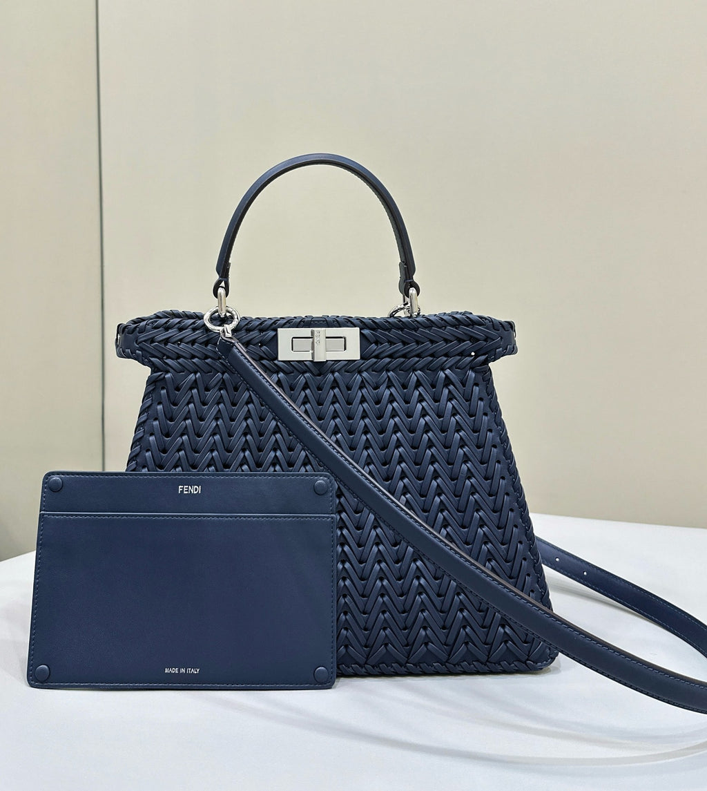 FENDI Peekaboo ISeeU Woven Leather Handbag Large