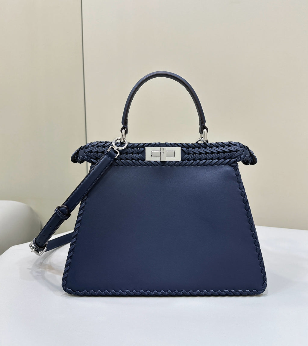 FENDI Peekaboo ISeeU Woven Leather Handbag Large