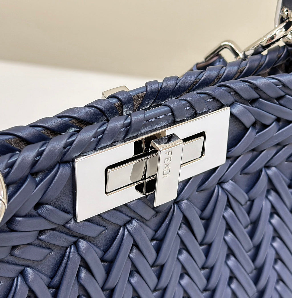 FENDI Peekaboo ISeeU Woven Leather Handbag Large