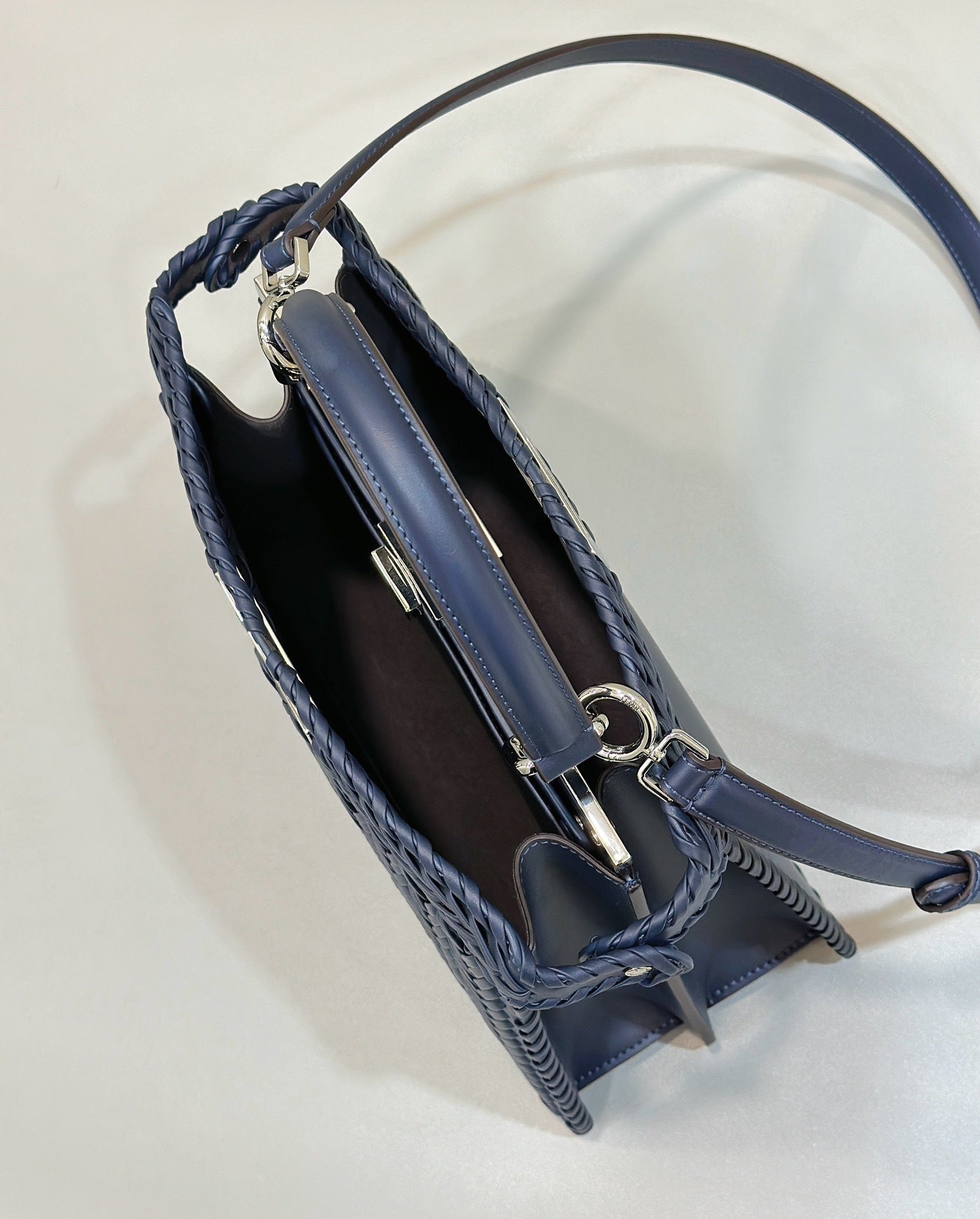 FENDI Peekaboo ISeeU Woven Leather Handbag Large