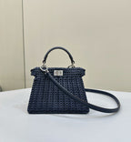 FENDI Peekaboo ISeeU Woven Leather Petite Handbag