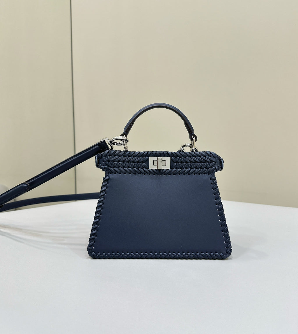 FENDI Peekaboo ISeeU Woven Leather Petite Handbag