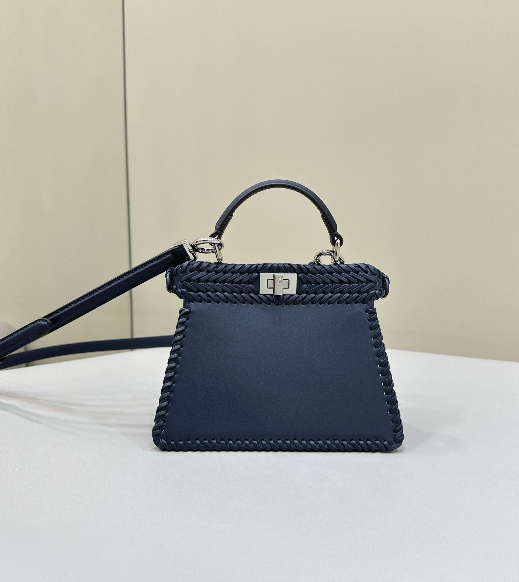 FENDI Peekaboo ISeeU Woven Leather Petite Handbag