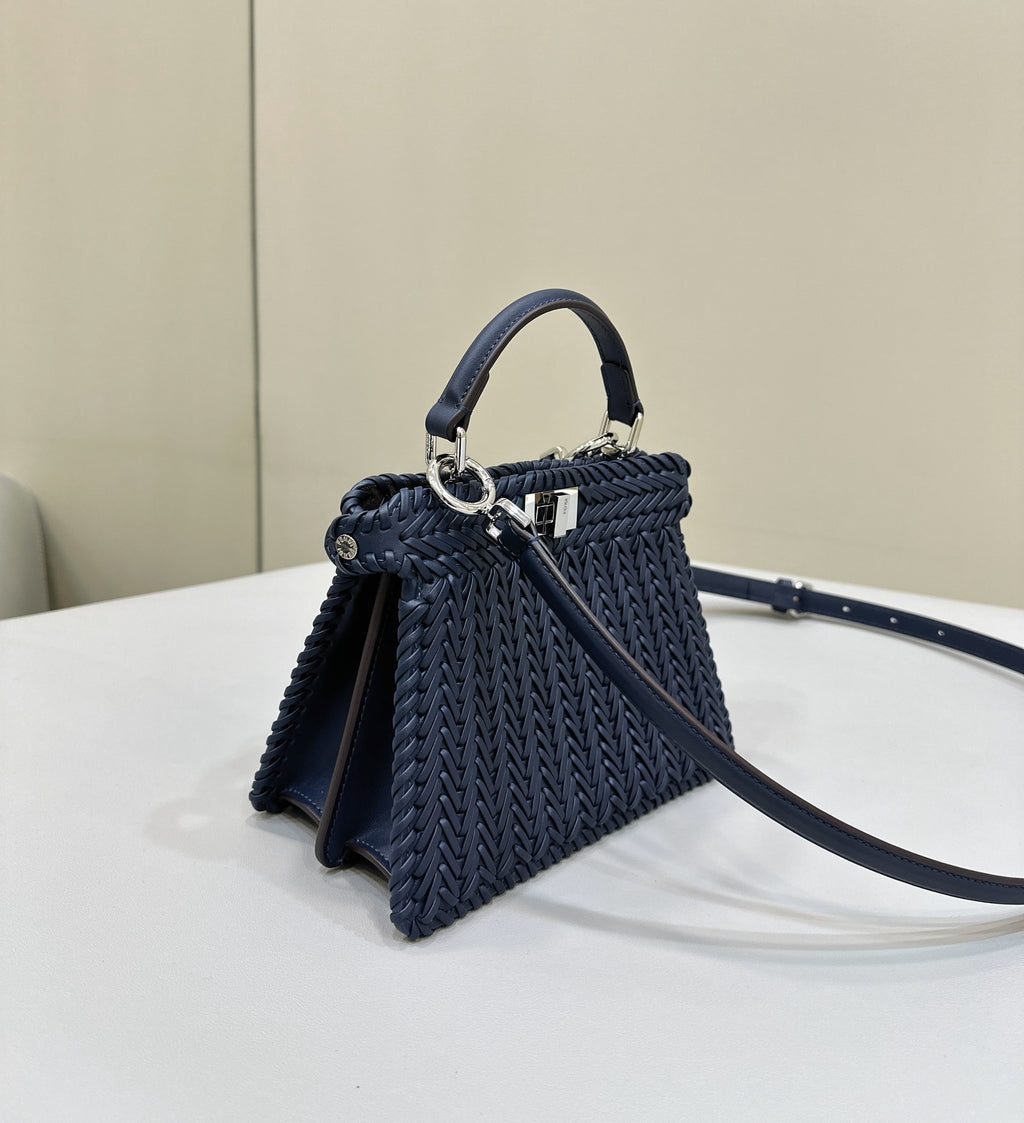 FENDI Peekaboo ISeeU Woven Leather Petite Handbag