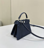 FENDI Peekaboo ISeeU Woven Leather Petite Handbag