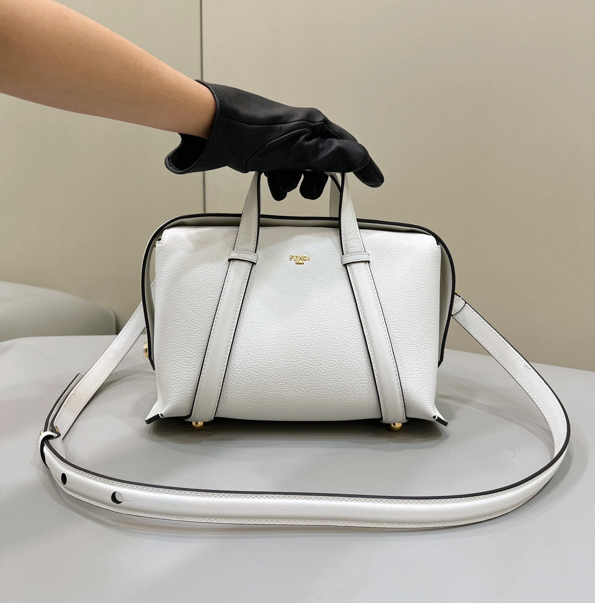 FENDI Boston Leather Handbag