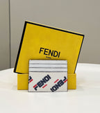 FENDI Grained Leather Logo Card Holder