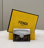 FENDI FF-Embossed Leather Card Holder