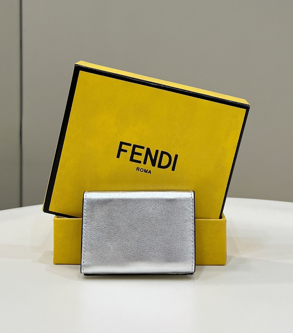 FENDI FF-Embossed Leather Card Holder