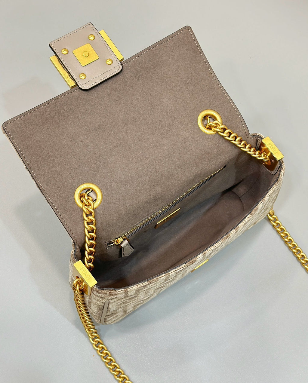 FENDI FF Chenille Baguette Handbag