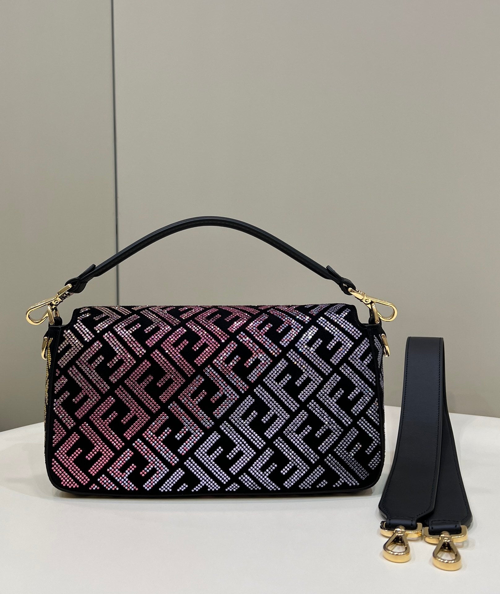 FENDI Crystal-Embellished Baguette Handbag