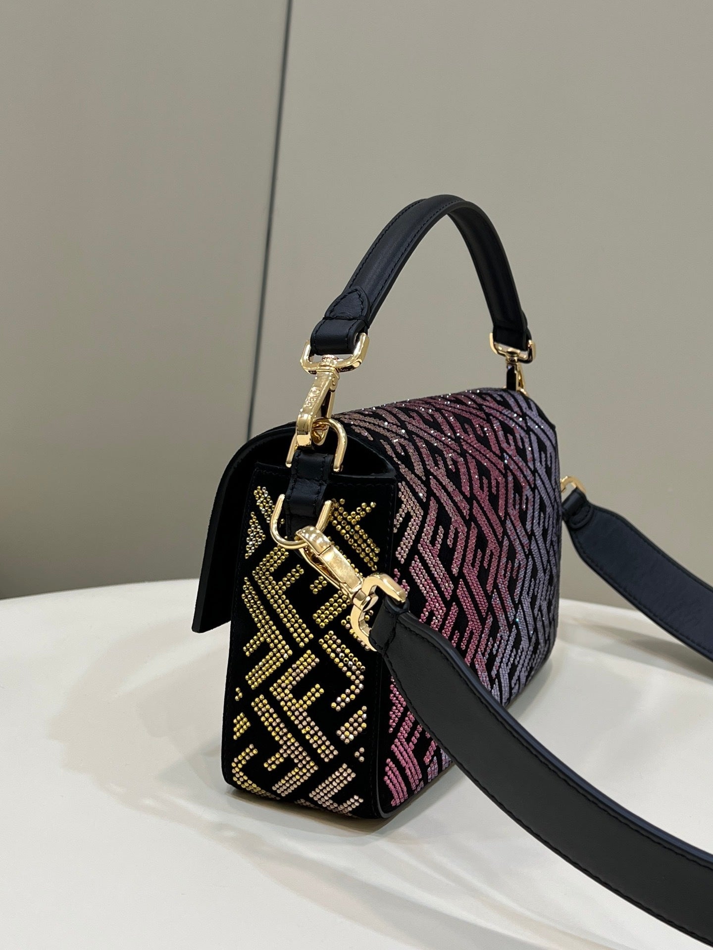 FENDI Crystal-Embellished Baguette Handbag