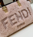 FENDI By The Way Mini Boston Shearling Handbag