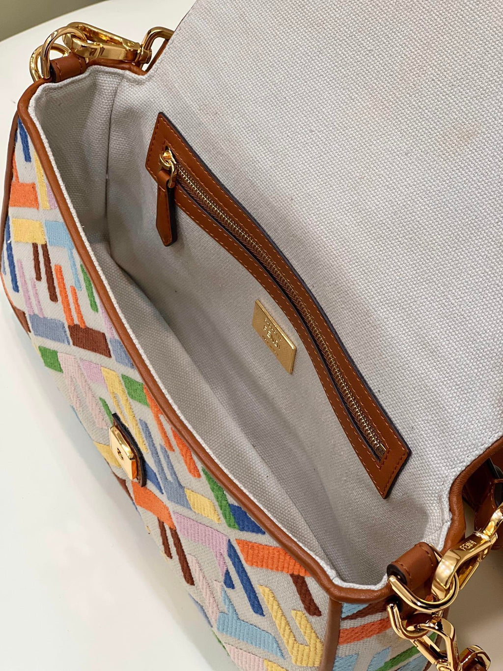FENDI Baguette Rainbow Embroidered Handbag