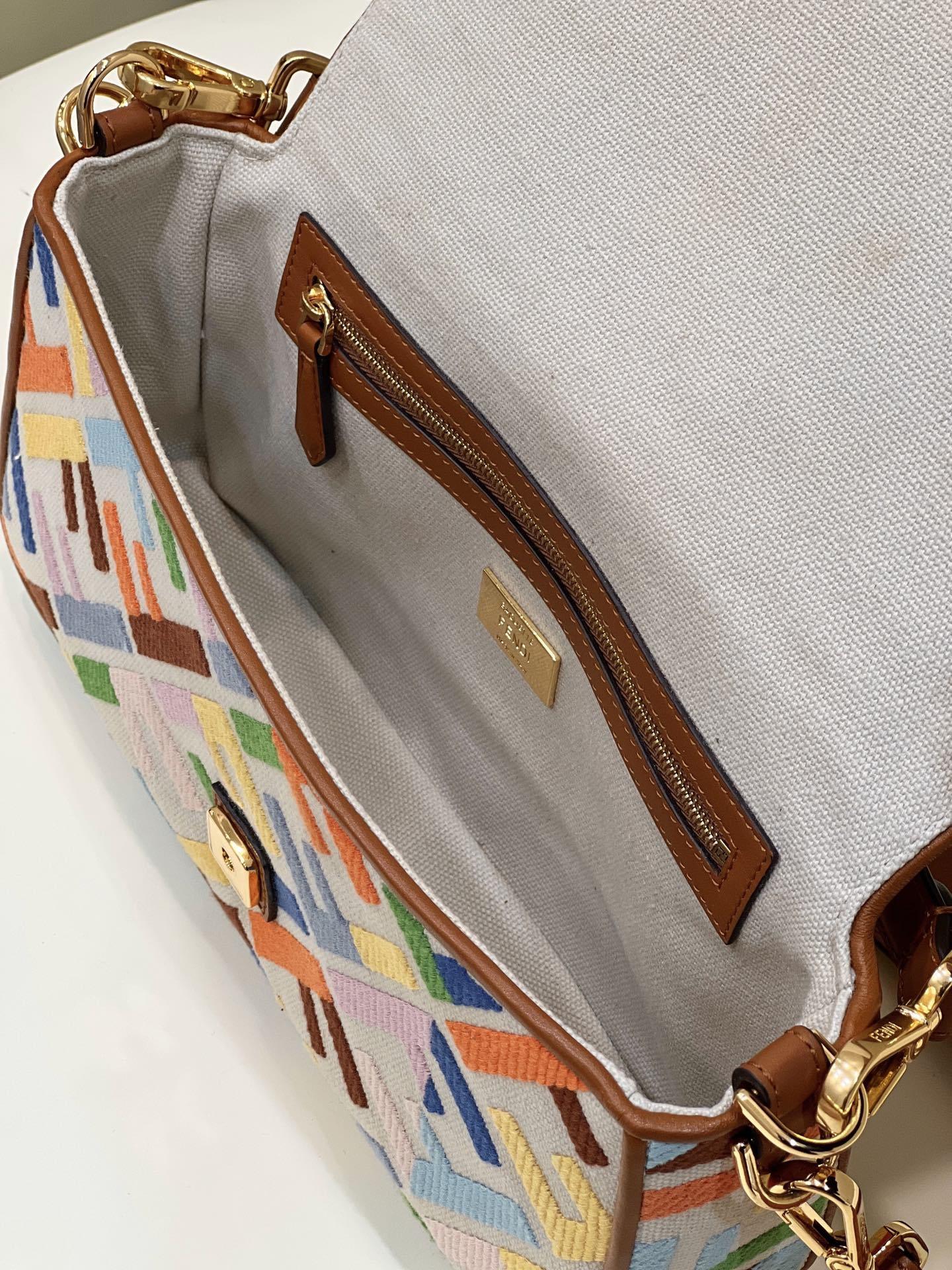 FENDI Baguette Rainbow Embroidered Handbag