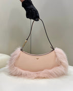 FENDI O’Lock Fur-Trim Underarm Bag