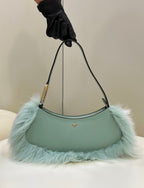 FENDI O’Lock Fur-Trim Underarm Bag