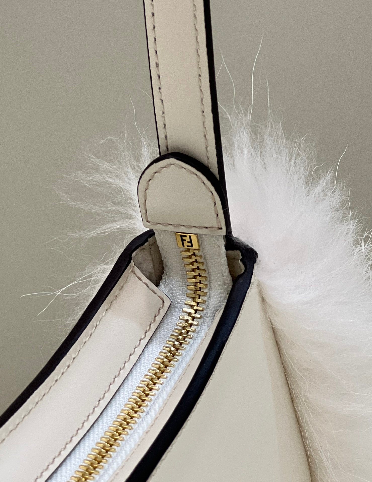 FENDI O’Lock Fur-Trim Underarm Bag