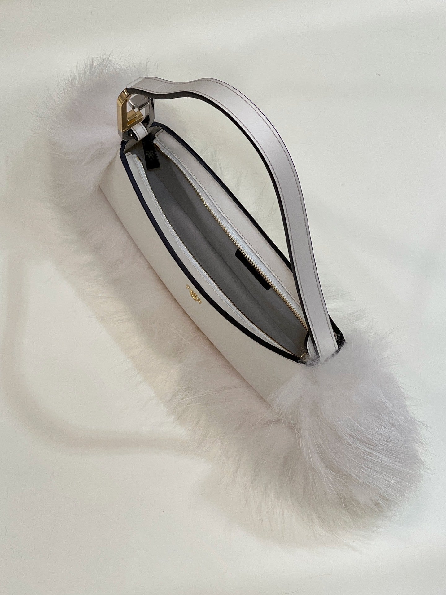 FENDI O’Lock Fur-Trim Underarm Bag